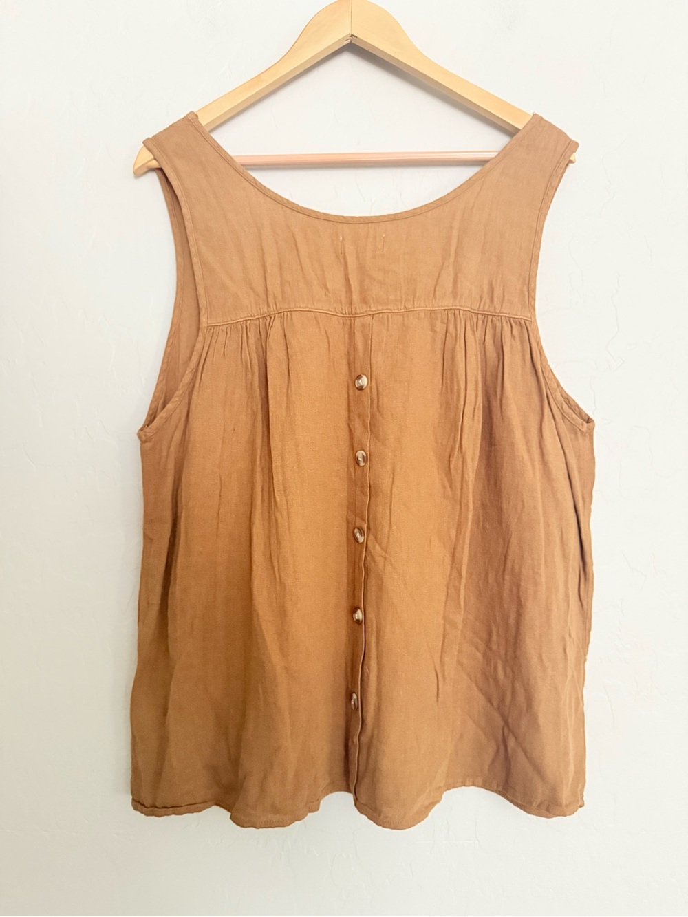 Thread & Supply Ochre Brown Linen Blend Scoop Neck Tank Top Size 2X Plus Size - Picture 3 of 7